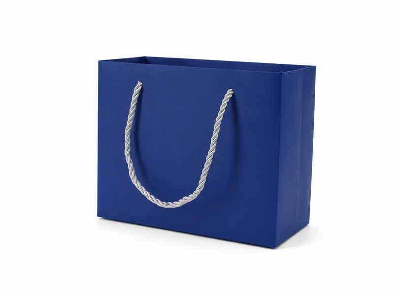 jewelry gift bags - 24-Pack Blue Fancy Paper Gift Bags with Rope Handles 7.75 3.5 6.25 in SB21-B front view