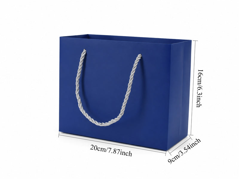 jewelry gift bags - 24-Pack Blue Fancy Paper Gift Bags with Rope Handles 7.75 3.5 6.25 in SB21-B open view