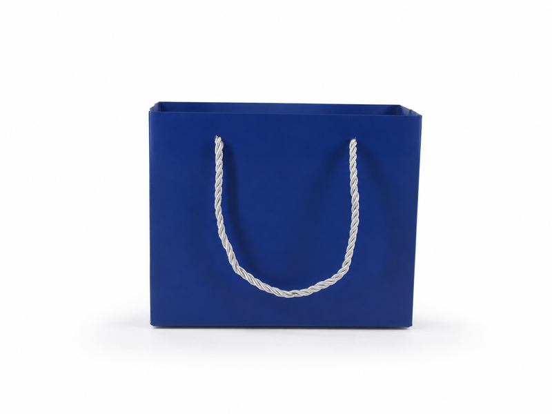 jewelry gift bags - 24-Pack Blue Fancy Paper Gift Bags with Rope Handles 7.75 3.5 6.25 in SB21-B side view