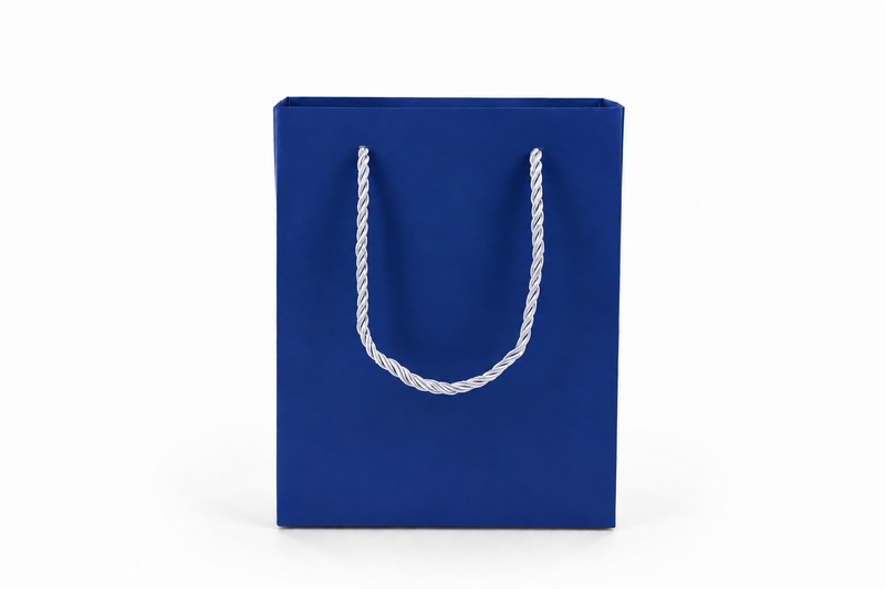 jewelry gift bags - 24-Pack Blue Jewelry Shopping Bags with Rope Handles 6.25 3.5 7.75 in SB20-B open view