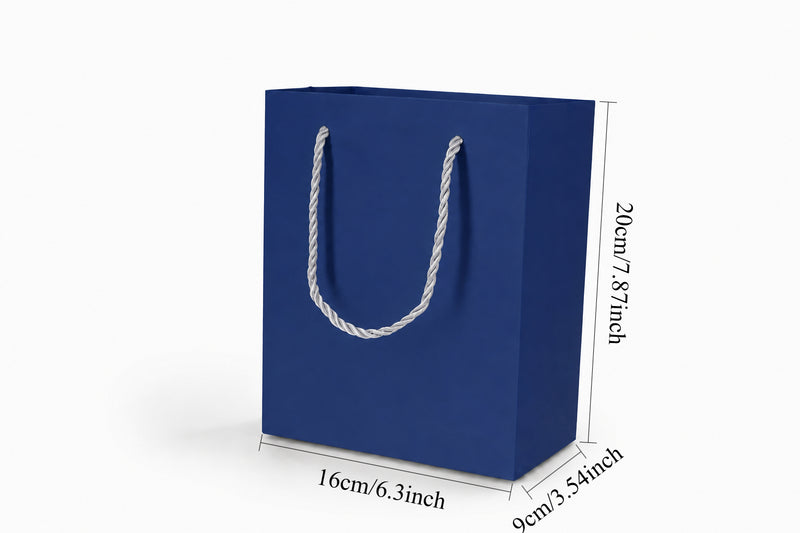 jewelry gift bags - 24-Pack Blue Jewelry Shopping Bags with Rope Handles 6.25 3.5 7.75 in SB20-B side view