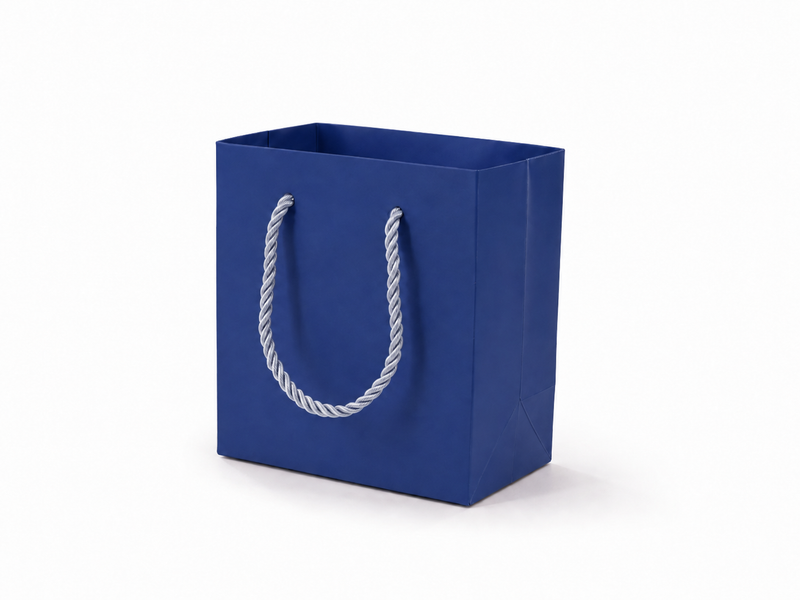 jewelry gift bags - 24-Pack Blue Small Gift Bags with Rope Handles 4.75 2.75 5 in SB19-B front view