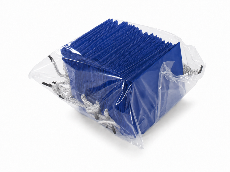 jewelry gift bags - 24-Pack Blue Small Gift Bags with Rope Handles 4.75 2.75 5 in SB19-B side view