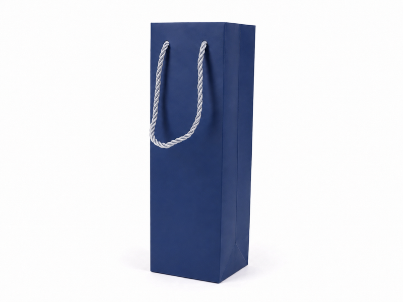 jewelry gift bags - 24-Pack Blue Small Gift Bag for Jewelry with Rope Handles 3.25 2.75 10.75 in SB24-B front view