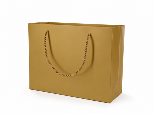 jewelry gift bags - 24-Pack Gold Boutique Gift Bags with Rope Handles 10.25 4.25 7.75 in SB23-GL front view