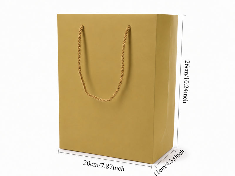 jewelry gift bags - 24-Pack Gold Jewelry Packaging Bags with Rope Handles 7.75 4.25 10.25 in SB22-GL side view