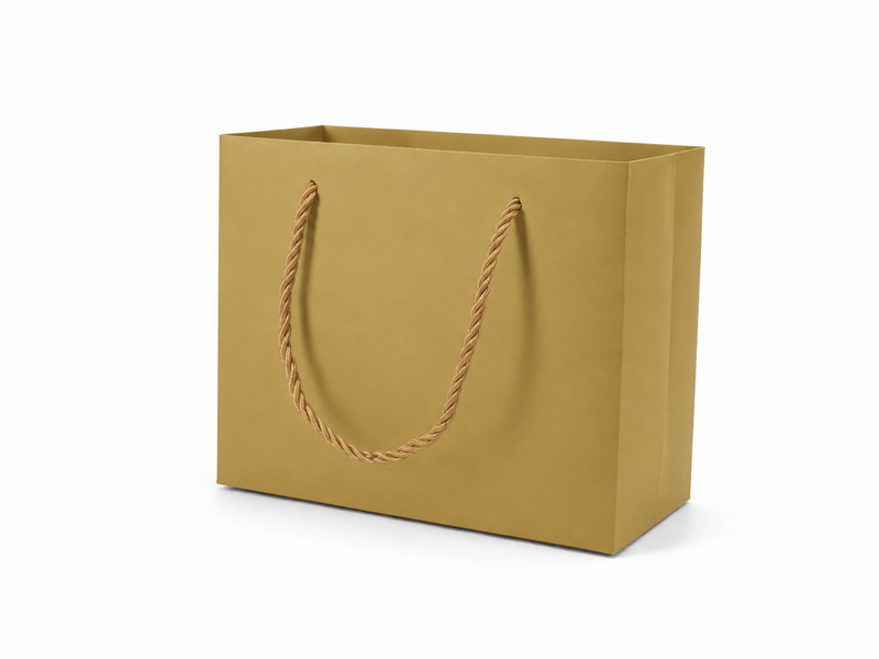 jewelry gift bags - 24-Pack Gold Luxury Jewelry Gift Bags with Rope Handles 7.75 3.5 6.25 in SB21-GL front view