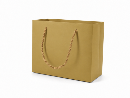 jewelry gift bags - 24-Pack Gold Luxury Jewelry Gift Bags with Rope Handles 7.75 3.5 6.25 in SB21-GL front view
