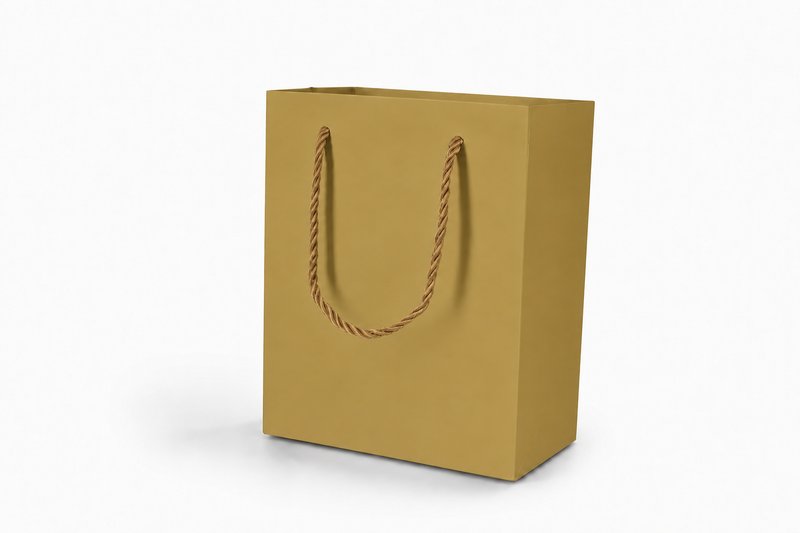 jewelry gift bags - 24-Pack Gold Paper Jewelry Gift Bags with Rope Handles 6.25 3.5 7.75 in SB20-GL front view