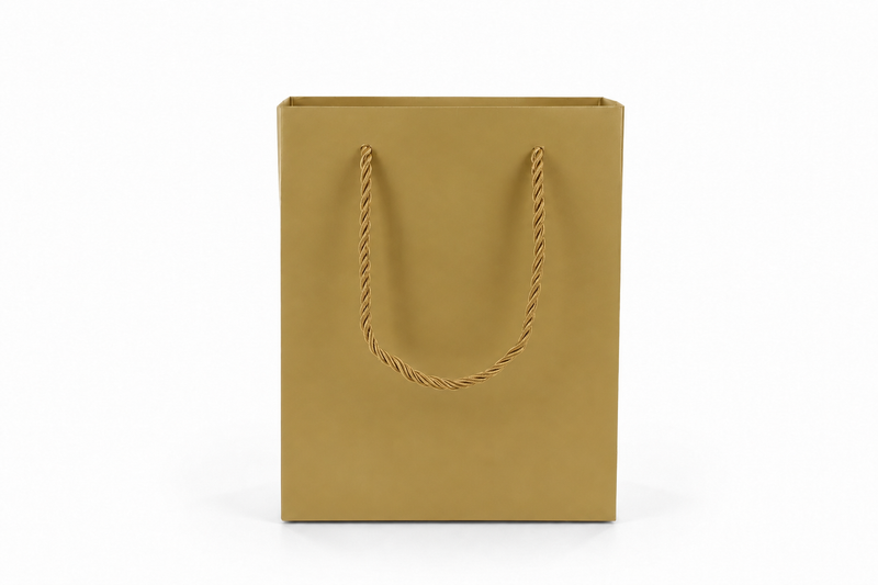 jewelry gift bags - 24-Pack Gold Paper Jewelry Gift Bags with Rope Handles 6.25 3.5 7.75 in SB20-GL side view