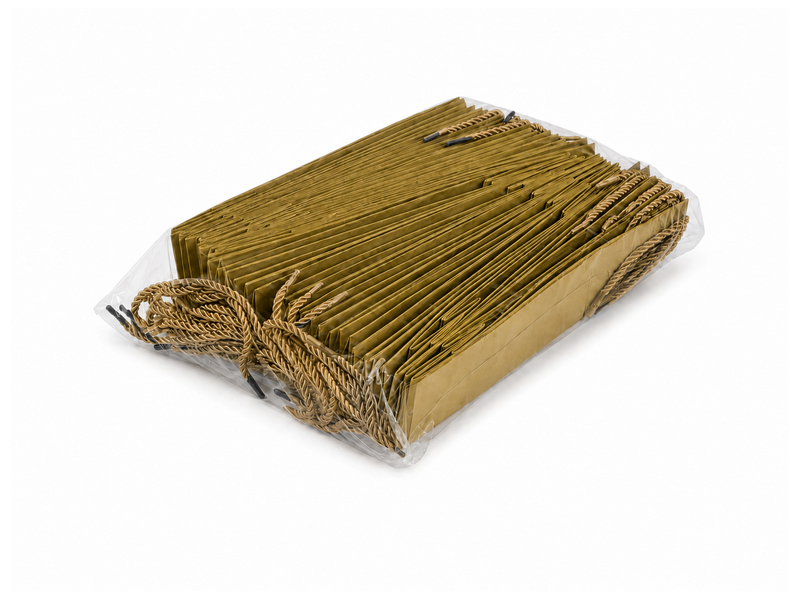 jewelry gift bags - 24-Pack Gold Small Tote Gift Bags with Rope Handles 3.25 2.75 10.75 in SB24-GL detail view