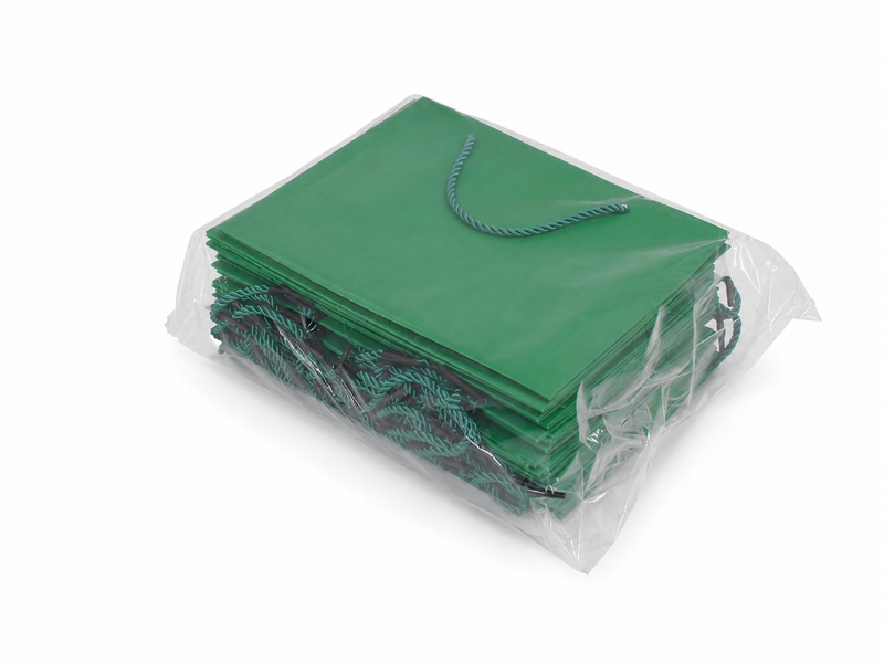 jewelry gift bags - 24-Pack Green Paper Gift Bags with Rope Handles 10.25 4.25 7.75 in SB23-G detail view