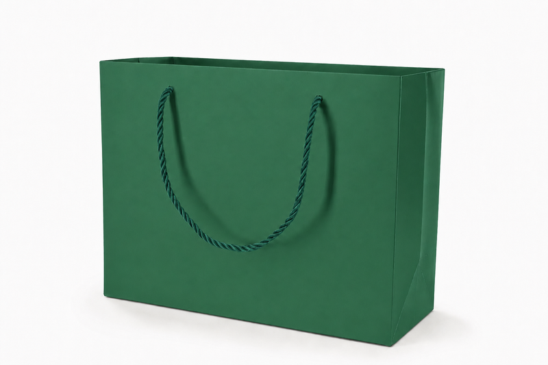 jewelry gift bags - 24-Pack Green Paper Gift Bags with Rope Handles 10.25 4.25 7.75 in SB23-G front view