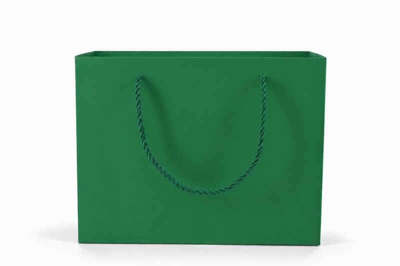 jewelry gift bags - 24-Pack Green Paper Gift Bags with Rope Handles 10.25 4.25 7.75 in SB23-G side view