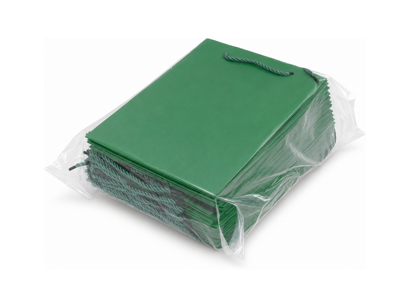 jewelry gift bags - 24-Pack Green Paper Tote Gift Bags with Rope Handles 7.75 4.25 10.25 in SB22-G detail view