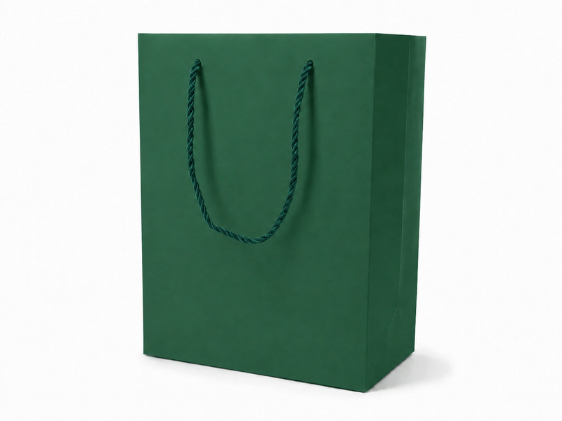 jewelry gift bags - 24-Pack Green Paper Tote Gift Bags with Rope Handles 7.75 4.25 10.25 in SB22-G front view