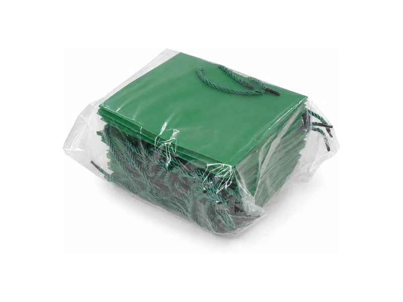 jewelry gift bags - 24-Pack Green Paper Tote Gift Bags with Rope Handles 7.75 3.5 6.25 in SB21-G detail view