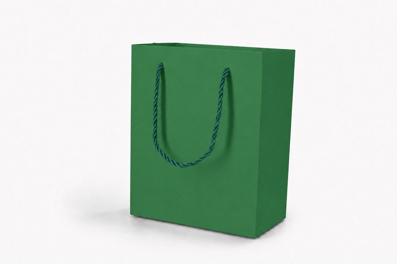 jewelry gift bags - 24-Pack Green Tote Gift Bags with Rope Handles 6.25 3.5 7.75 in SB20-G front view