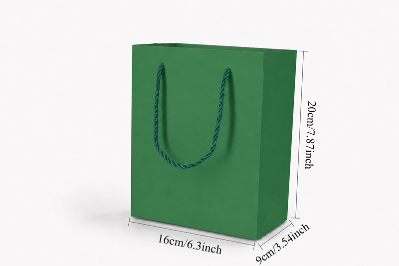 jewelry gift bags - 24-Pack Green Tote Gift Bags with Rope Handles 6.25 3.5 7.75 in SB20-G open view