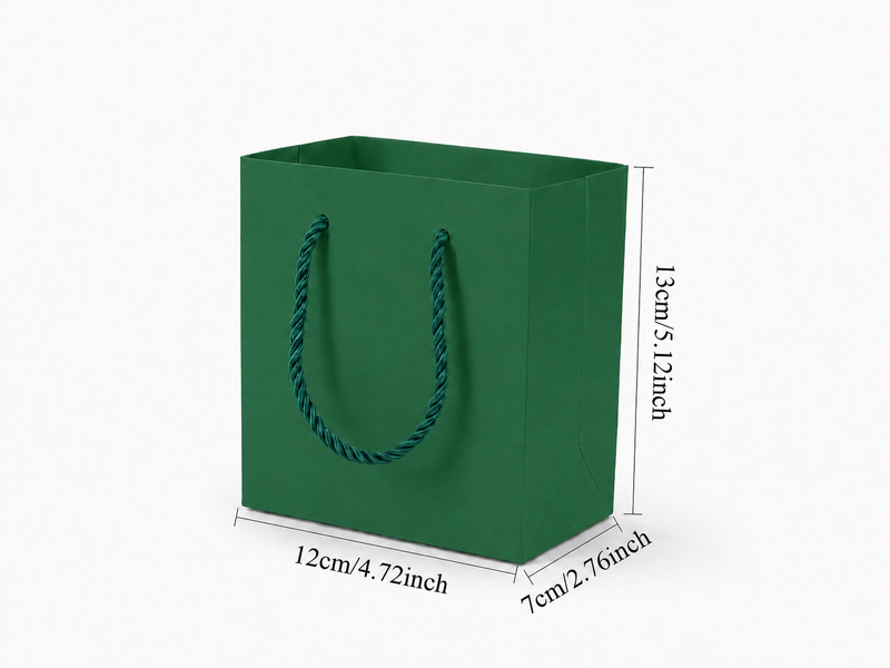 jewelry gift bags - 24-Pack Green Small Gift Bags for Jewelry with Rope Handles 4.75 2.75 5 in SB19-G side view
