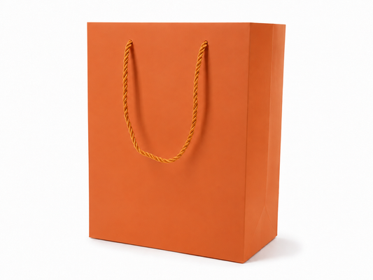 jewelry gift bags - 24-Pack Orange Paper Gift Bags with Rope Handles 7.75 4.25 10.25 in SB22-O front view