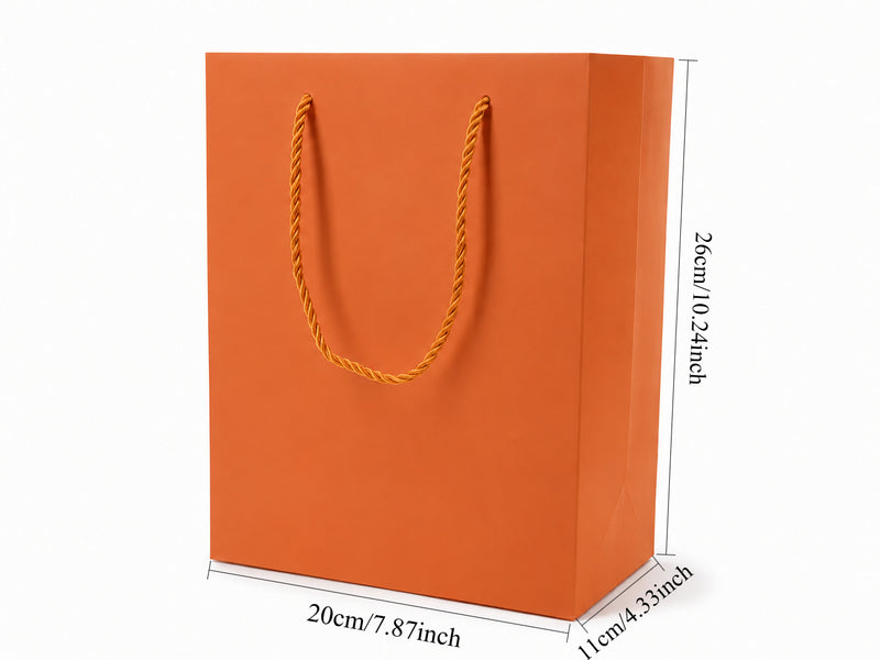 jewelry gift bags - 24-Pack Orange Paper Gift Bags with Rope Handles 7.75 4.25 10.25 in SB22-O side view