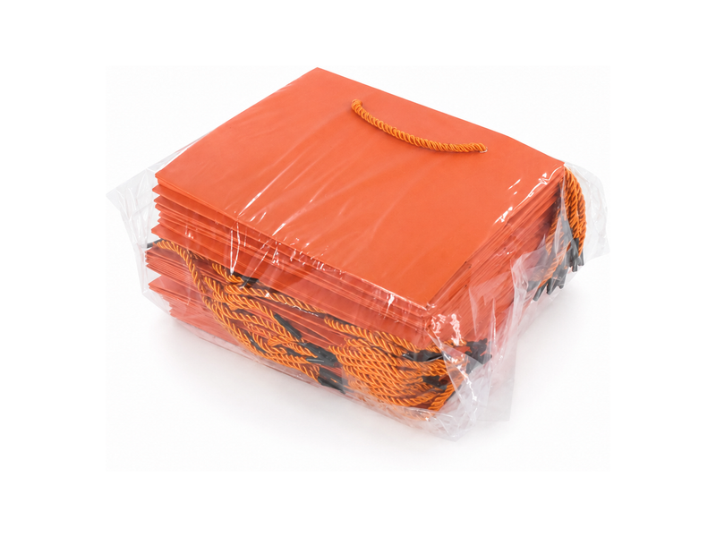 jewelry gift bags - 24-Pack Orange Laminated Paper Gift Bags with Rope Handles 7.75 3.5 6.25 in SB21-O detail view