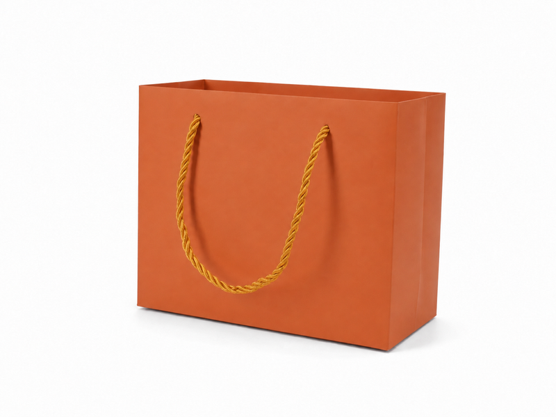 jewelry gift bags - 24-Pack Orange Laminated Paper Gift Bags with Rope Handles 7.75 3.5 6.25 in SB21-O front view
