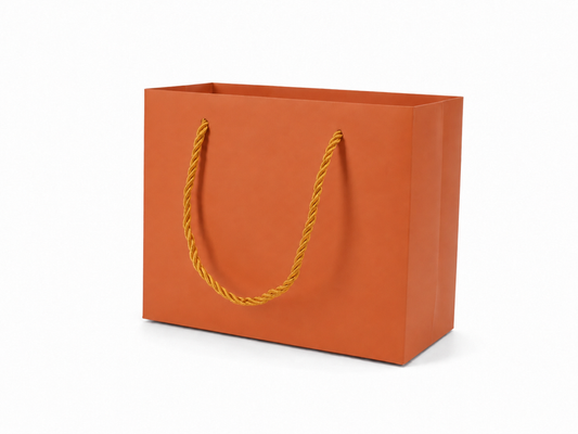 jewelry gift bags - 24-Pack Orange Laminated Paper Gift Bags with Rope Handles 7.75 3.5 6.25 in SB21-O front view