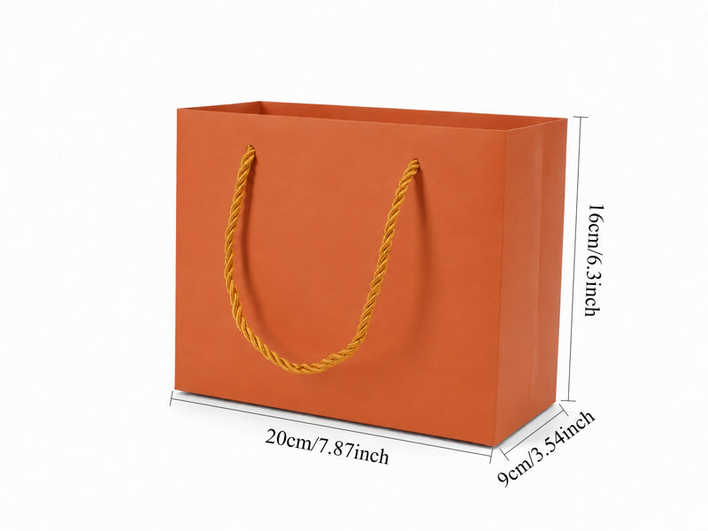 jewelry gift bags - 24-Pack Orange Laminated Paper Gift Bags with Rope Handles 7.75 3.5 6.25 in SB21-O side view