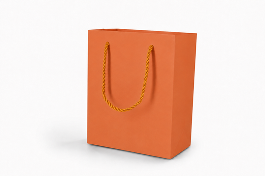 jewelry gift bags - 24-Pack Orange Tote Gift Bags with Rope Handles 6.25 3.5 7.75 in SB20-O front view