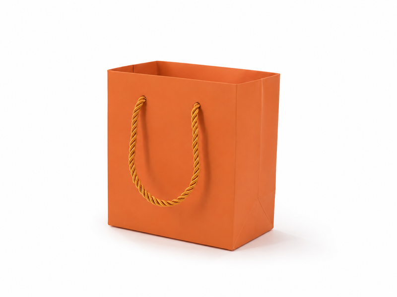 jewelry gift bags - 24-Pack Orange Paper Gift Bags with Rope Handles 4.75 2.75 5 in SB19-O side view