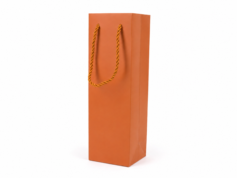 jewelry gift bags - 24-Pack Orange Paper Tote Gift Bags with Rope Handles 3.25 2.75 10.75 in SB24-O front view
