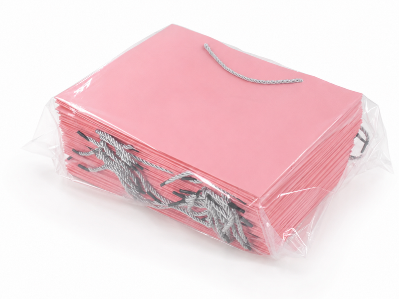 jewelry gift bags - 24-Pack Pink Jewelry Packaging Bags with Rope Handles 13 6 9.75 in SB25-P detail view