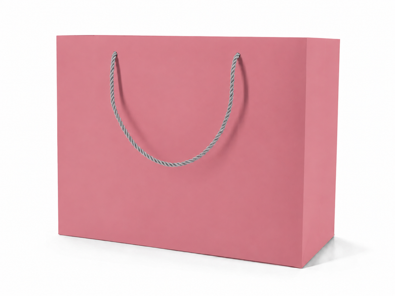 jewelry gift bags - 24-Pack Pink Jewelry Packaging Bags with Rope Handles 13 6 9.75 in SB25-P front view