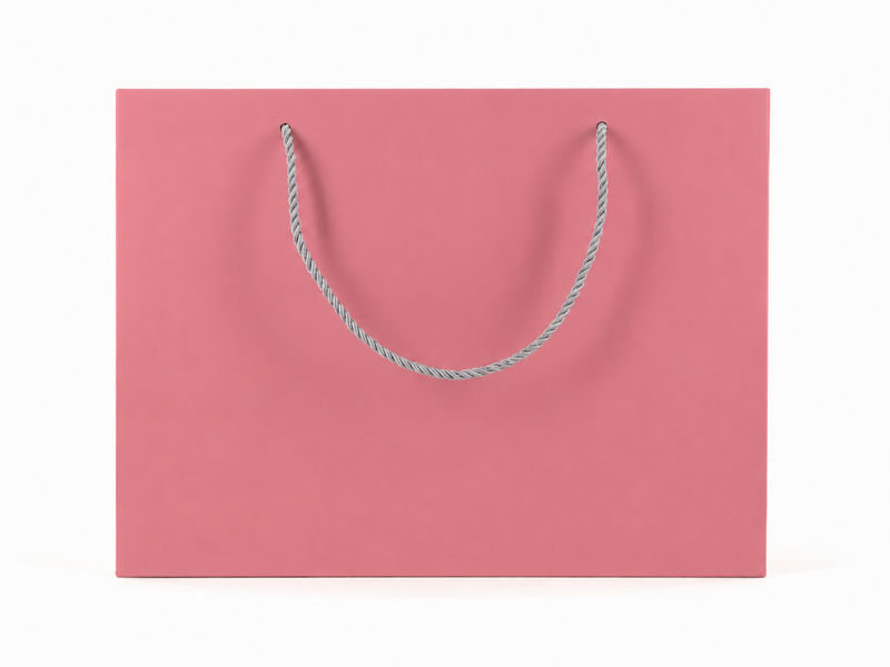 jewelry gift bags - 24-Pack Pink Jewelry Packaging Bags with Rope Handles 13 6 9.75 in SB25-P side view