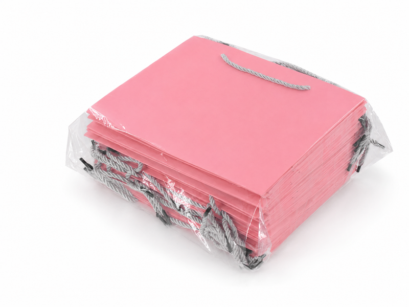 jewelry gift bags - 24-Pack Pink Fancy Paper Gift Bags with Rope Handles 10.25 4.25 7.75 in SB23-P detail view