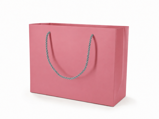 jewelry gift bags - 24-Pack Pink Fancy Paper Gift Bags with Rope Handles 10.25 4.25 7.75 in SB23-P front view