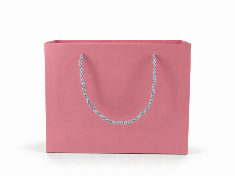 jewelry gift bags - 24-Pack Pink Fancy Paper Gift Bags with Rope Handles 10.25 4.25 7.75 in SB23-P side view
