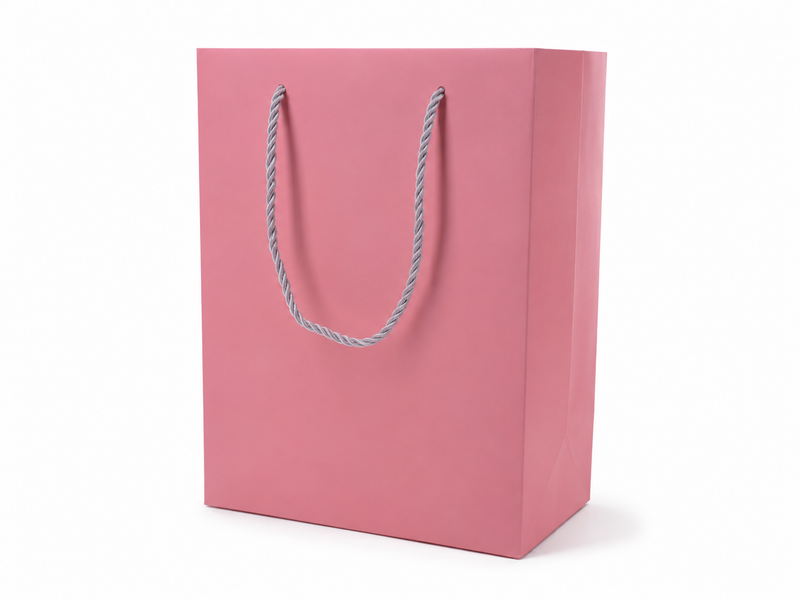 jewelry gift bags - 24-Pack Pink Jewelry Shopping Bags with Rope Handles 7.75 4.25 10.25 in SB22-P front view