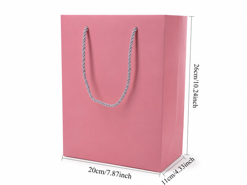 jewelry gift bags - 24-Pack Pink Jewelry Shopping Bags with Rope Handles 7.75 4.25 10.25 in SB22-P side view