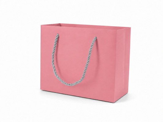 jewelry gift bags - 24-Pack Pink Gift Bags with Rope Handles 7.75 3.5 6.25 in SB21-P front view