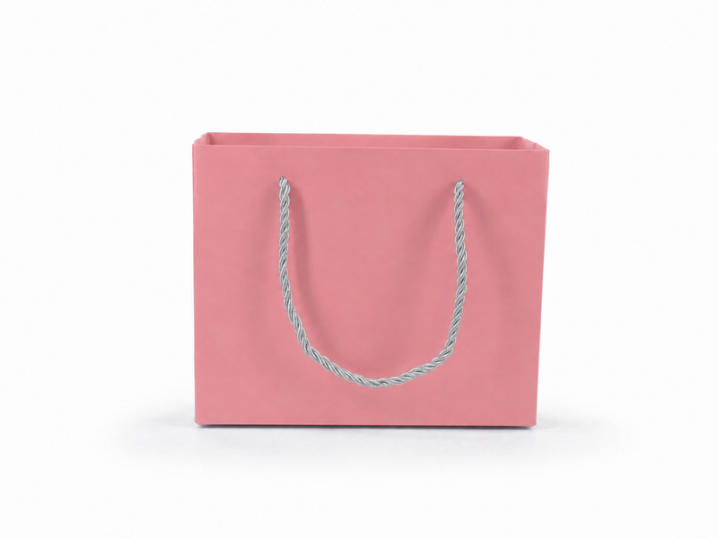 jewelry gift bags - 24-Pack Pink Gift Bags with Rope Handles 7.75 3.5 6.25 in SB21-P side view