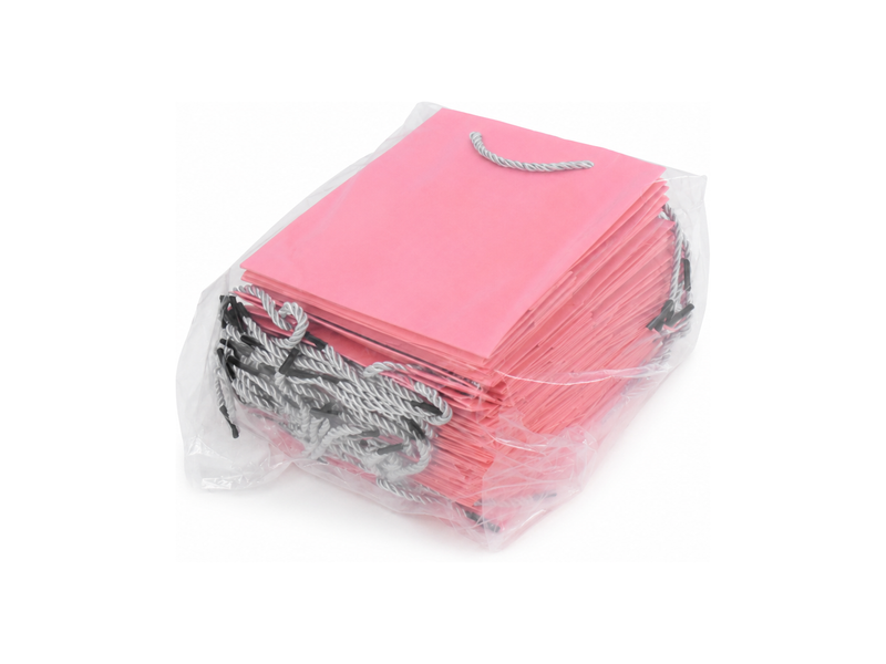 jewelry gift bags - 24-Pack Pink Paper Gift Bags with Rope Handles 6.25 3.5 7.75 in SB20-P detail view