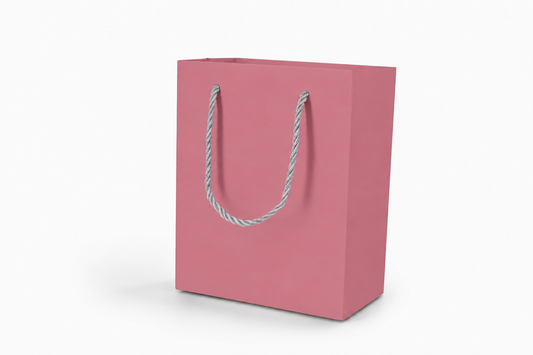 jewelry gift bags - 24-Pack Pink Paper Gift Bags with Rope Handles 6.25 3.5 7.75 in SB20-P front view