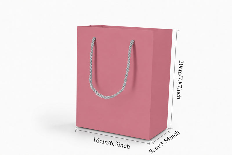 jewelry gift bags - 24-Pack Pink Paper Gift Bags with Rope Handles 6.25 3.5 7.75 in SB20-P side view