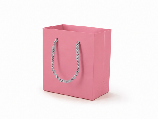 jewelry gift bags - 24-Pack Pink Small Gift Bag for Jewelry with Rope Handles 4.75 2.75 5 in SB19-P front view