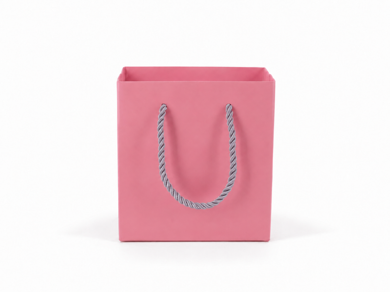 jewelry gift bags - 24-Pack Pink Small Gift Bag for Jewelry with Rope Handles 4.75 2.75 5 in SB19-P side view