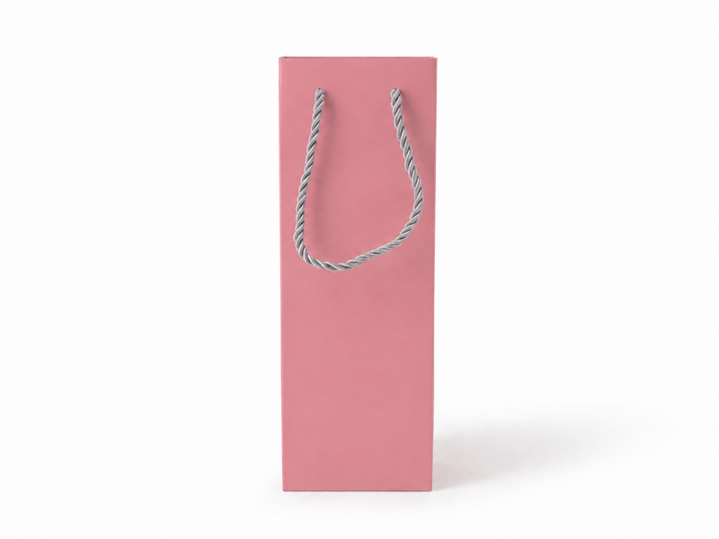 jewelry gift bags - 24-Pack Pink Tote Gift Bags with Rope Handles 3.25 2.75 10.75 in SB24-P side view