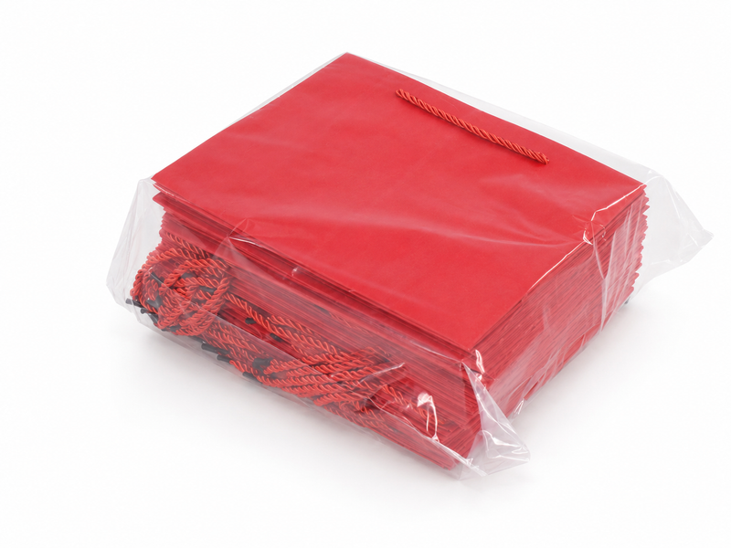 jewelry gift bags - 24-Pack Red Luxury Paper Bags with Rope Handles 10.25 4.25 7.75 in SB23-R detail view